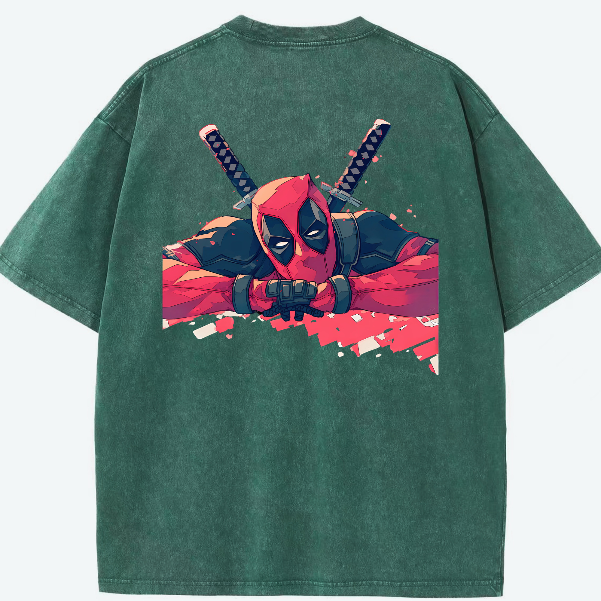 （画像用） Deadpool デッドプール 綿100% ヴィンテージ風 半袖Tシャツ（背面プリント）